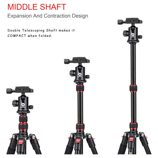 Bonfoto Lightweight Aluminum Tripod with Portable Design [Open Box] - Image 2