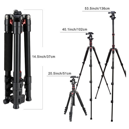 Bonfoto Lightweight Aluminum Tripod with Portable Design [Open Box] - Image 7