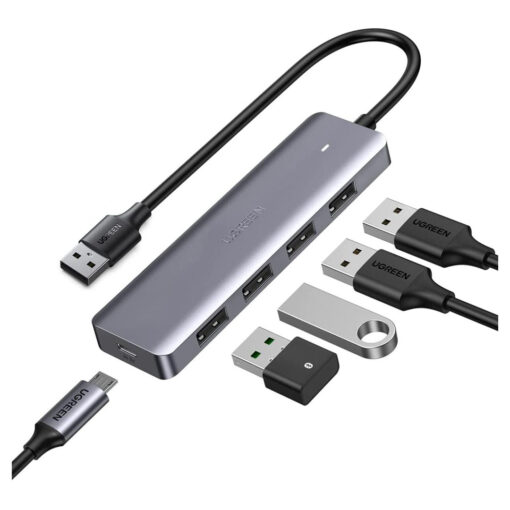 UGREEN USB 4-Port 3.0 Hub with Micro USB Power Supply (CM219) - USB Hub with Micro USB Power