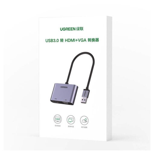 UGREEN USB 3.0 HDMI + VGA Converter (CM449) - Dual Display Connectivity with USB 3.0 - Image 3