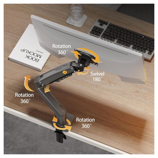 NB North Bayou F80 Monitor Mount – Adjustable Desk Stand for 17-30 Inch Monitors (4.4-19.8 lbs) with Tilt, Rotation, Swivel, and Gas Spring Height Adjustment - Image 3