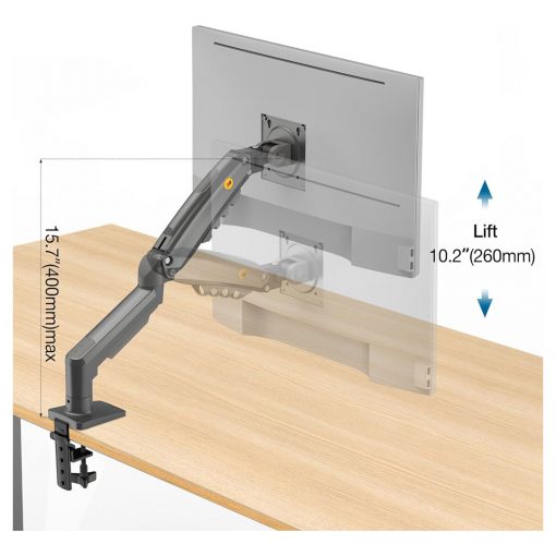 NB North Bayou F80 Monitor Mount – Adjustable Desk Stand for 17-30 Inch Monitors (4.4-19.8 lbs) with Tilt, Rotation, Swivel, and Gas Spring Height Adjustment - Image 4