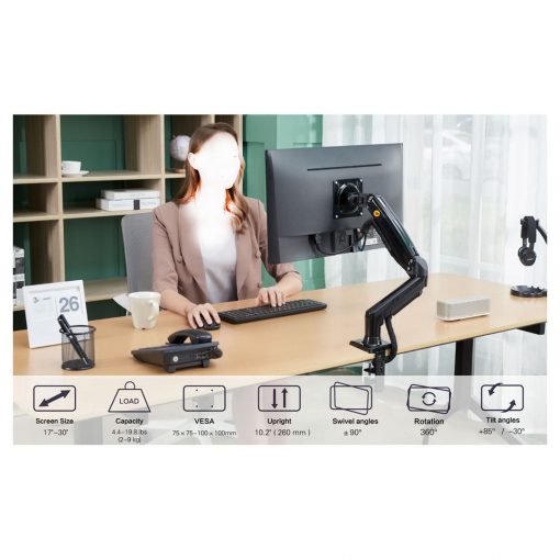 NB North Bayou F80 Monitor Mount – Adjustable Desk Stand for 17-30 Inch Monitors (4.4-19.8 lbs) with Tilt, Rotation, Swivel, and Gas Spring Height Adjustment - Image 6