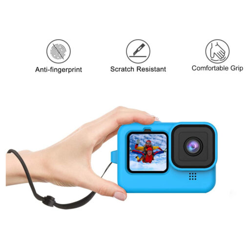 Silicone Case for GoPro Hero 12/11/10/9 with Lanyard (blue -8 , black 2 ) - Image 2