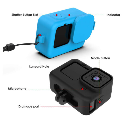 Silicone Case for GoPro Hero 12/11/10/9 with Lanyard (blue -8 , black 2 ) - Image 3