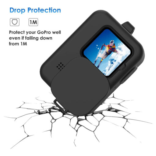 Silicone Case for GoPro Hero 12/11/10/9 with Lanyard (blue -8 , black 2 ) - Image 4