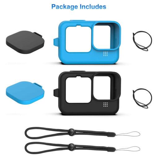 Silicone Case for GoPro Hero 12/11/10/9 with Lanyard (blue -8 , black 2 ) - Image 5