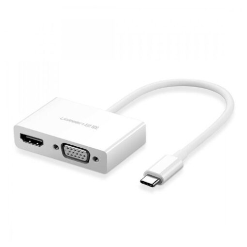UGREEN Type C to HDMI+VGA Converter-White (MM123) - Dual Display Connectivity in White