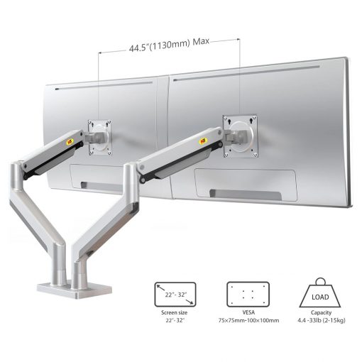 NB North Bayou G32 Dual Monitor Arm – Ultra-Wide Full Motion Swivel Mount with Gas Spring for 22" to 32" Monitors - Image 2