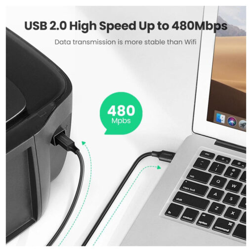 UGREEN US135 USB 2.0 Printer Scanner Cable - 1M - Short USB 2.0 Cable for Printer and Scanner Connectivity - Image 3