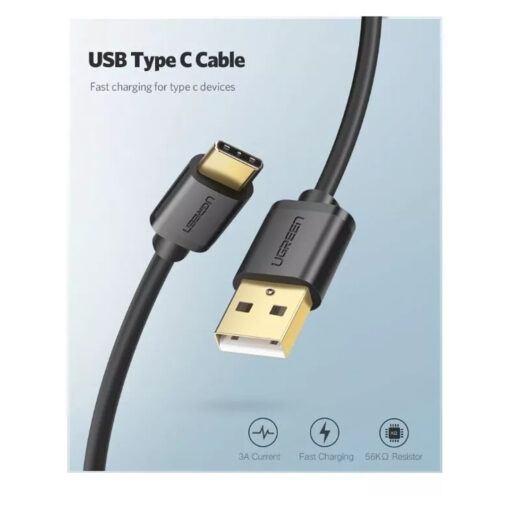 UGREEN 20884 USB 3.0 to USB-C Cable - Black - 2m - Image 2
