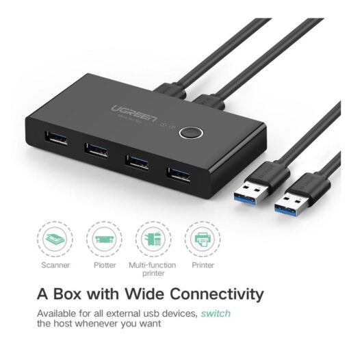 UGREEN US216 2 In 4 Out USB 3.0 Sharing Switch Box: Shares one USB device with up to four computers or laptops. - Image 4