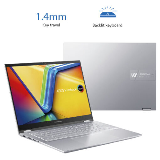 Laptop ASUS Vivobook S 14 Flip, Intel Core i7-13700H Processor, 16GB DDR4, 512GB M.2, 14.0 WUXGA Touch Stylus, | 13th Generation - Cool Silver - Image 4
