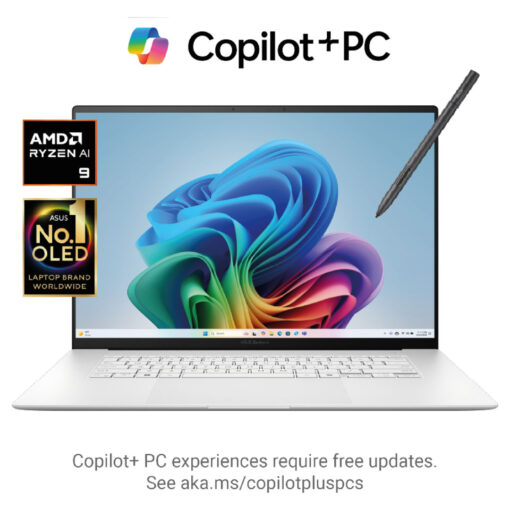 Laptop ASUS Zenbook S 16 AMD Ryzen AI 9 HX 370 Processor AMD Ryzen AI Up to 80 TOPS 16 OLED 3K Touch with Pen - Scandinavian White - Image 2
