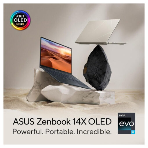 ASUS Zenbook 14X OLED Intel Evo Platform Core i9-13900H Processor 14-cores 16GB LPDDR5 14.5 2.8K 120Hz VESA CERTIFIED Display HDR With Windows 11 Home - Sandstone Beige - Image 2