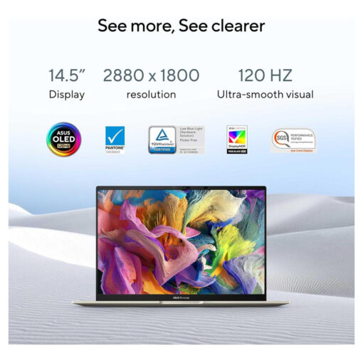 ASUS Zenbook 14X OLED Intel Evo Platform Core i9-13900H Processor 14-cores 16GB LPDDR5 14.5 2.8K 120Hz VESA CERTIFIED Display HDR With Windows 11 Home - Sandstone Beige - Image 4