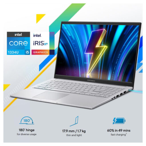 Laptop ASUS Vivobook 15 (X1504VA) |Intel Core i5-1334U Processor, 16GB DDR4 (Customized), 512GB SSD, 15.6-inch FHD 180 Hinge | 13th Generation - Cool Silver - Image 4