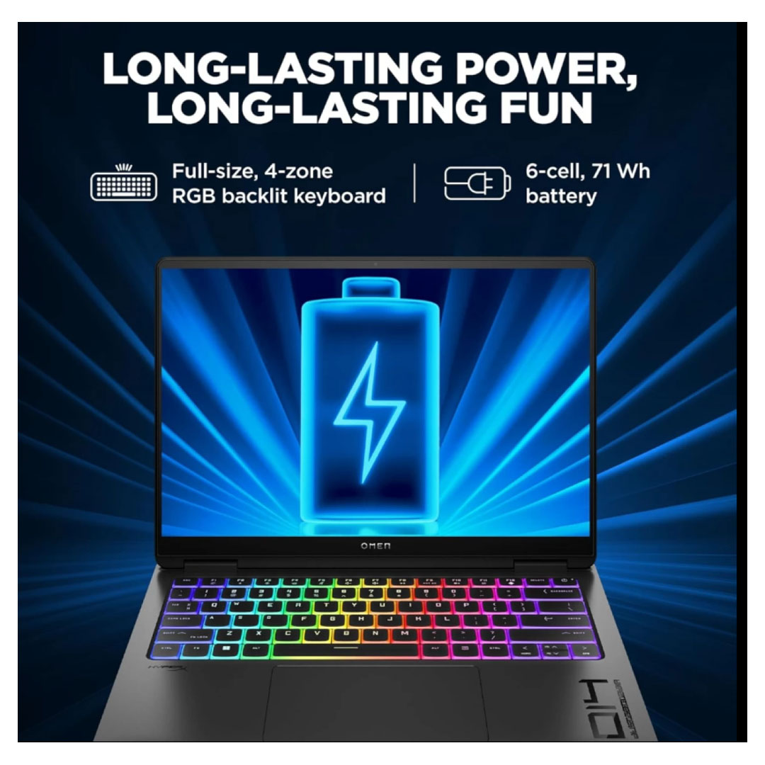 Laptop HP OMEN Transcend Gaming Light-Wight Intel Core Ultra 9 185H Ai Boost NVIDIA GeForce RTX 4070 8GB GPU 14″ 3K (2880 x 1800), OLED 120Hz – Black Laptop HP OMEN Transcend Gaming Light-Wight Intel Core Ultra 9 185H Ai Boost NVIDIA GeForce RTX 4070 8GB GPU 14" 3K (2880 x 1800), OLED 120Hz - Black - Image 4