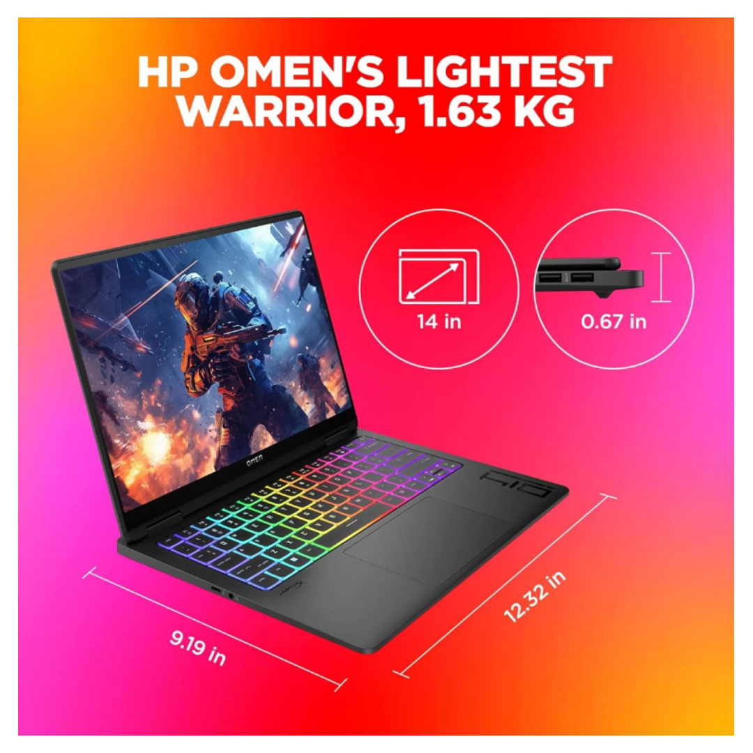 Laptop HP OMEN Transcend Gaming Light-Wight Intel Core Ultra 9 185H Ai Boost NVIDIA GeForce RTX 4070 8GB GPU 14″ 3K (2880 x 1800), OLED 120Hz – Black Laptop HP OMEN Transcend Gaming Light-Wight Intel Core Ultra 9 185H Ai Boost NVIDIA GeForce RTX 4070 8GB GPU 14" 3K (2880 x 1800), OLED 120Hz - Black - Image 6