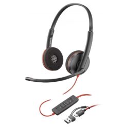 Poly Blackwire 3220 Wired Headset (Plantronics) – Noise-Canceling Stereo USB-C/USB-A Headset