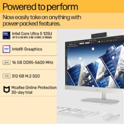 Alternative view of HP All-in-One AIO 24-cr1006ne PC Intel Core Ultra 5 125U Up to 43 GHz Processor 16 GB DDR5 5600 MHz RAM 238 FHD Non-Touch IPS Display