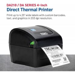 TSC DA210 Desktop Direct Thermal Label Printer for Postage Shipping Tags Receipts Barcodes Retail Small Business School Home Office and Stickers USB Connection 4 Inch Width