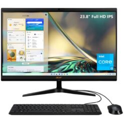 Acer Aspire All-in-One AIO C24-1700 Slim 12Gen Intel Core i3 1215U 12GB DDR4 Customized 512 SSD 24 FHD IPS Monitor Wi-Fi 6 BT 50 USB Wired Keyboard and Mouse - Black