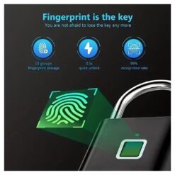 Alternative view of Smart Fingerprint Padlock – USB Rechargeable Biometric Door Lock