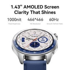 Alternative view of Joyroom JR-FC3 Classic Series Smart Watch Make Answer Call Black with Extra Dark Blue Leather Band IP68 IOS Andriod - 1Year Warranty