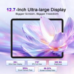 Alternative view of Blackview Link 8 Android 15 Tablet 127 Large Screen Gaming Tablet with Pen Helio G100 612GB RAM 256GB 90 Hz 2K 3 AI Cameras 5G Wi-Fi with Keyboard Mouse Stylus Earphones Screen Protector Back Cover - Dawn Blue
