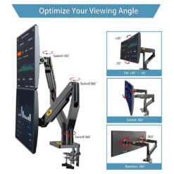 Alternative view of NB North Bayou G32 Dual Monitor Arm Ultra Wide Full Motion Swivel Monitor Mount with Gas Spring for 22-32 Monitors