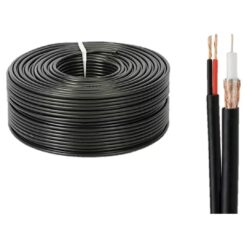 Coaxial RG58 Cable Black 300M with Power Cable