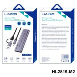 HAING Aluminum NVMe M2 SSD Enclosure USB 31 Type-C 10Gbps HI-2819-M2