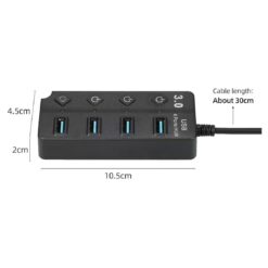 Alternative view of HAING USB 30 4-Port Hub with Individual Switches 5Gbps HI-U304