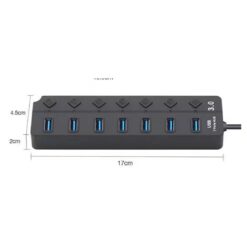 Alternative view of HAING USB 30 7-Port Hub with Individual Switches LED Lights HI-U307