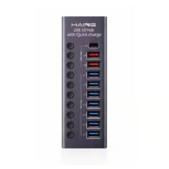 HAING Aluminum 10-Port USB 30 Type-C Hub with 72W Power HUB-985C