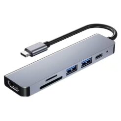 6 in 1 Type-C to HDMI USB SD TF Multi-Function Adapter Hub