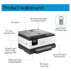 Alternative view of HP OfficeJet Pro 8123 All-in-One Printer Print Copy Scan 20ppm
