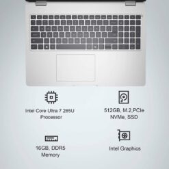Alternative view of Dell Pro 16 160 FHD IPS Laptop Intel Core Ultra 7 265U vPro 12-Core 16GB DDR5 5600MHz RAM 512GB NVMe SSD Thunderbolt 4 Wi-Fi 6E Arabic Backlit Keyboard Platinum Silver 3 Years Warranty