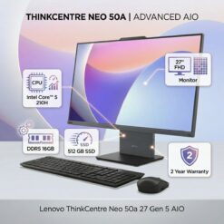 Lenovo ThinkCentre Neo 50a 27 Gen 5 AIO All-in-One Intel Core 5 210H 16 GB DDR5 512 GB SSD 27 FHD Monitor Luna Grey - 2 Year Warranty
