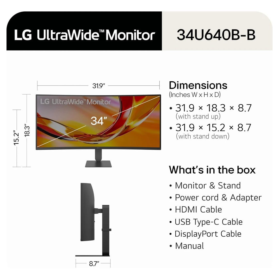 LG 34 UltraWide Curved Monitor 3440 1440 WQHD 144 Hz USB-C 65 W HDR10 LG 34 UltraWide Curved Monitor 3440 1440 WQHD 144 Hz USB-C 65 W HDR10 - Image 2
