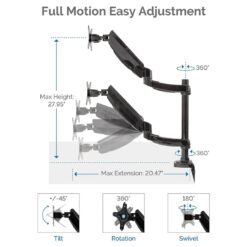 Alternative view of Fellowes Platinum Series Dual Stacking Adjustable Monitor Arm Fits 2 Monitors Up to 32 176 lbs Each 20 Reach