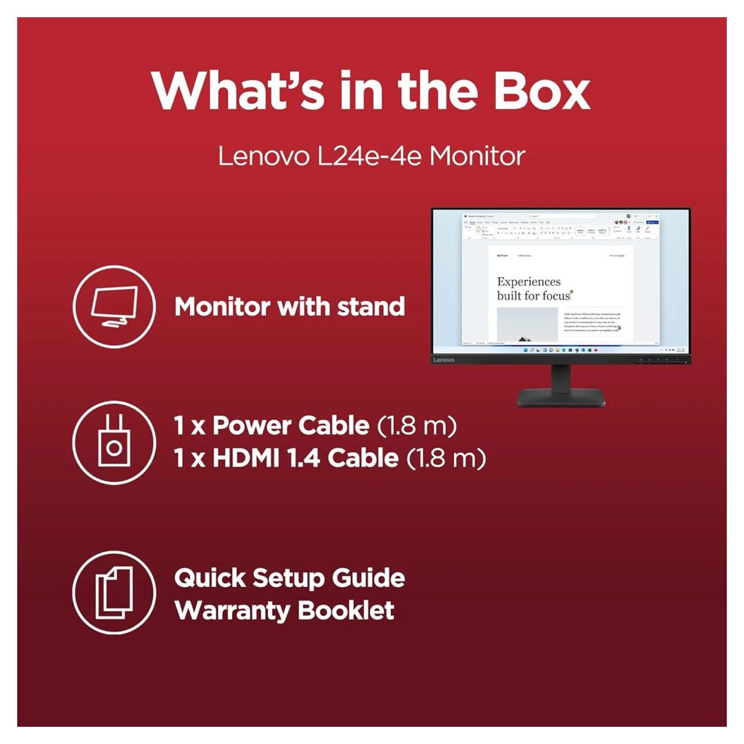 Lenovo 24 L24-4E IPS Full HD Monitor 100Hz 99 sRGB Eye Comfort HDMI VGA Lenovo 24 L24-4E IPS Full HD Monitor 100Hz 99 sRGB Eye Comfort HDMI VGA - Image 8