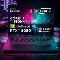 Lenovo Legion Pro 5 16IRX10 Gaming Laptop Intel Core i7-14650HX 52GHz 30MB Cache RTX 5050 8GB GDDR7 16GB DDR5 512GB SSD 25K IPS 500nits 240Hz 100 DCI-P3 DisplayHDR 400 Dolby Vision 2 Year Warranty – Eclipse Black Lenovo Legion Pro 5 16IRX10 Gaming Laptop Intel Core i7-14650HX 52GHz 30MB Cache RTX 5050 8GB GDDR7 16GB DDR5 512GB SSD 25K IPS 500nits 240Hz 100 DCI-P3 DisplayHDR 400 Dolby Vision 2 Year Warranty - Eclipse Black
