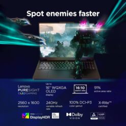 Alternative view of Lenovo Legion Pro 5 16IRX10 Gaming Laptop Intel Core i7-14650HX 52GHz 30MB Cache RTX 5050 8GB GDDR7 16GB DDR5 512GB SSD 25K IPS 500nits 240Hz 100 DCI-P3 DisplayHDR 400 Dolby Vision 2 Year Warranty - Eclipse Black