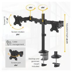 Alternative view of Fellowes Reflex Series Dual Adjustable Monitor Stand Holds 2 Monitors up to 27 176 lbs 15 in Reach