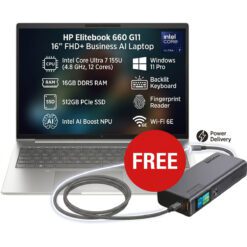 HP Elitebook 660 G11 16 FHD Business AI Laptop Computer Intel Ultra 7 155U 48 GHz 12 Cores 16GB DDR5 RAM 512GB PCIe SSD WiFi 6E Backlit Keyboard Fingerprint Reader Windows 11 Pro with Promate 130W Laptop Power Bank 20000mAh Titan-130