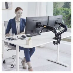 Alternative view of NB North Bayou F160 Dual Monitor Desk Mount Stand Full Motion Swivel Computer Monitor Arm for Two Screens 17-27 Inch