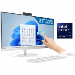 HP All-in-One Desktop AI 27-cr2039ne AIO PC D2LG8EA Intel Core Ultra 7 255U Up to 52GHz 12 Cores 8GB DDR5 Upgradable 512GB SSD 27 FHD IPS Touch Wi-Fi 6 BT 54 with Keyboard Mouse - Shell White