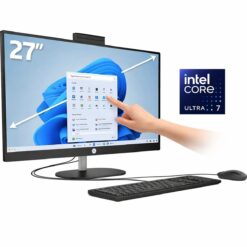 HP All-in-One Desktop AI 27-cr2040ne AIO PC D2LG9EA Intel Core Ultra 7 255U Up to 52GHz 12 Cores 8GB DDR5 Upgradable 512GB SSD 27 FHD IPS Touch Wi-Fi 6 BT 54 with Keyboard Mouse - Jet Black
